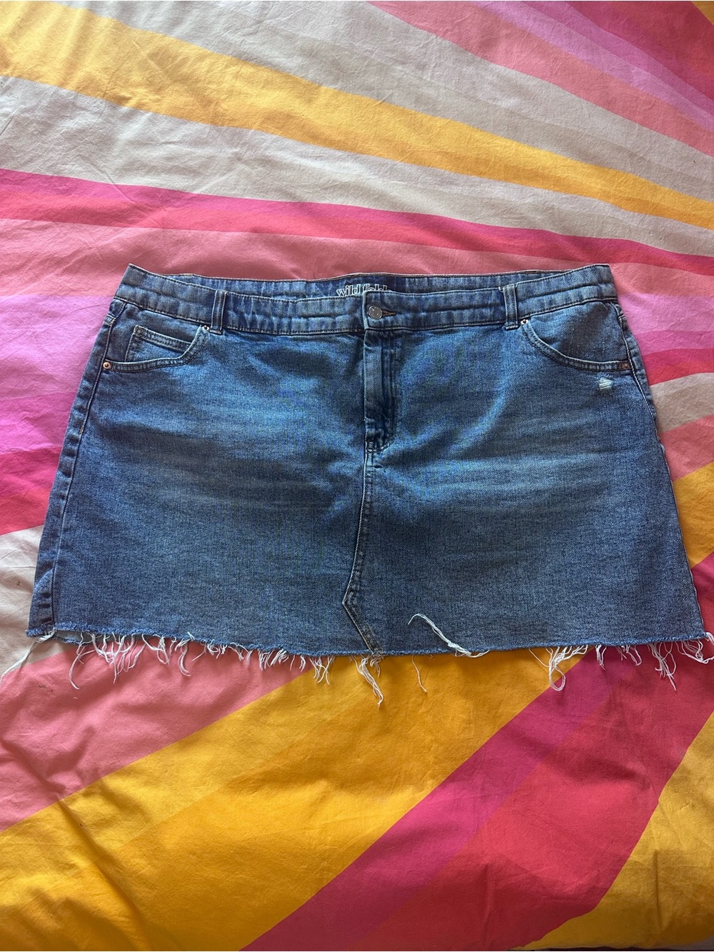 wild fable Blue Denim Frayed Hem Mini Skirt